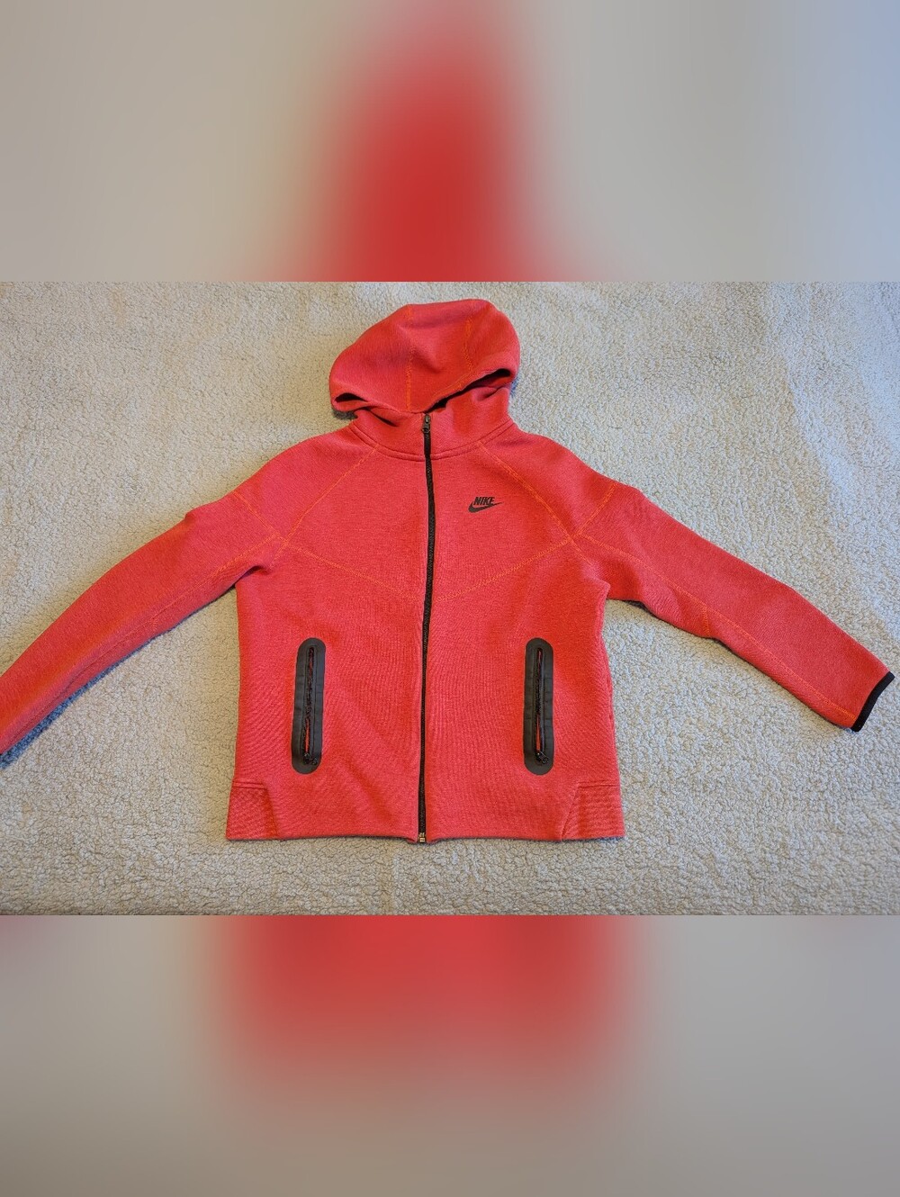 Nike Sportswear Big Kids' Tech Fleece Full-Zip HoodieLight University Red Sz.L